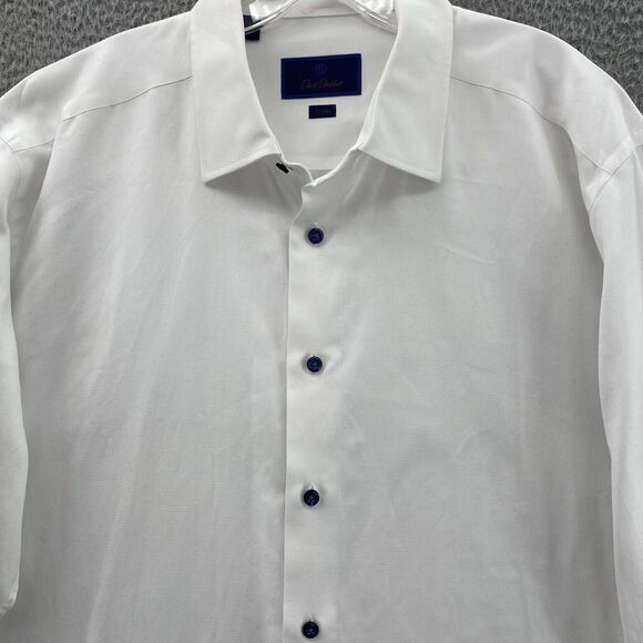 David Donahue Dress Shirt Men's 18 36/37 White Business Office Preppy Normcore - Picture 3 of 13